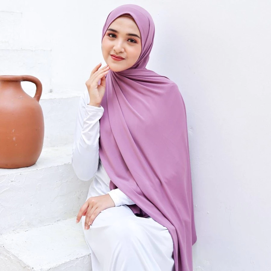 Jilbab Pashmina Kaos Premium / Jilbab Pashmina Kaos Polos - Gambar 4