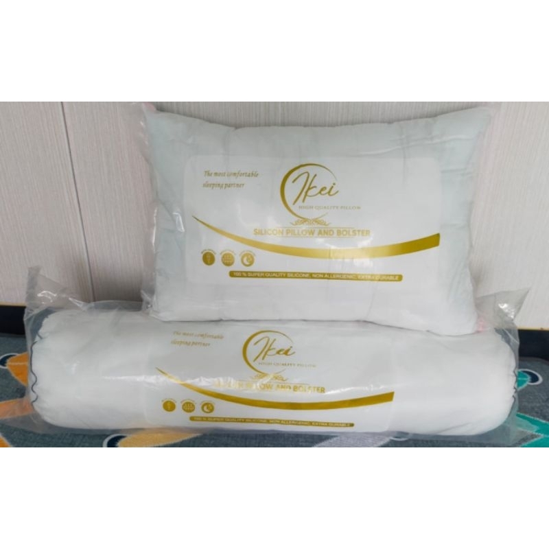1 Package Of Premium Hotel Pillows (1 Pillow+1 Bolster) 100 Silicon
