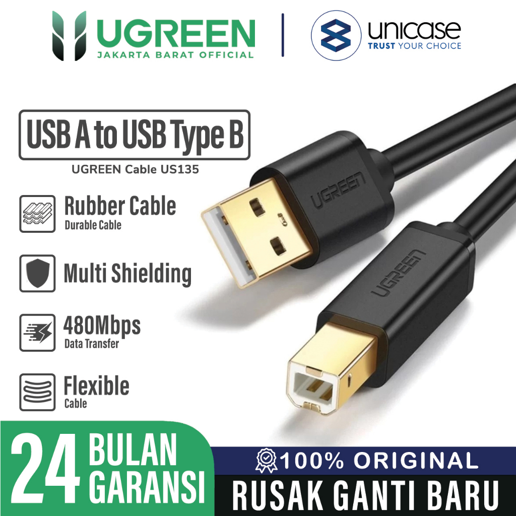 USB 2.0 Printer Cable – A Male To B Male (5FT / 10FT / 15FT Options) – Unbranded