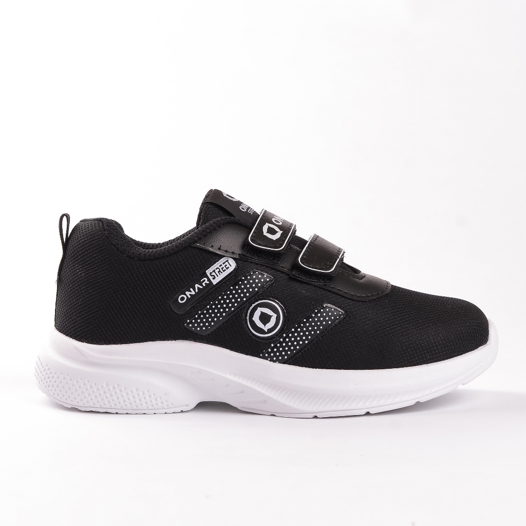 Onar Street - Sepatu Sekolah Anak Perempuan Laki Laki Hitam Putih Perekat Kode B-08 - Gambar 4