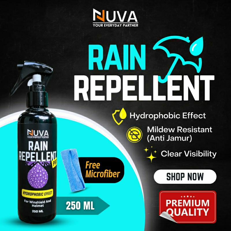 NUVA - Rain Repellent // Pengkilap Kaca Helm dan Mobil Efek Daun Talas Hydrophobic