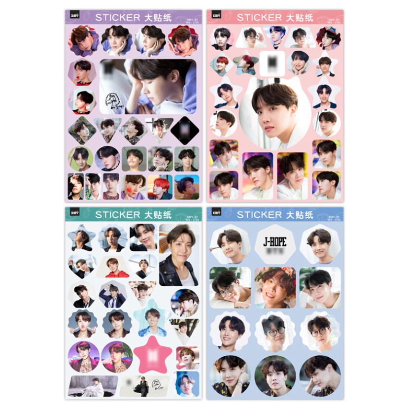 A4 Kpop Stickers 1 set contains 4 sheets and contains 1 sheet BTS ...