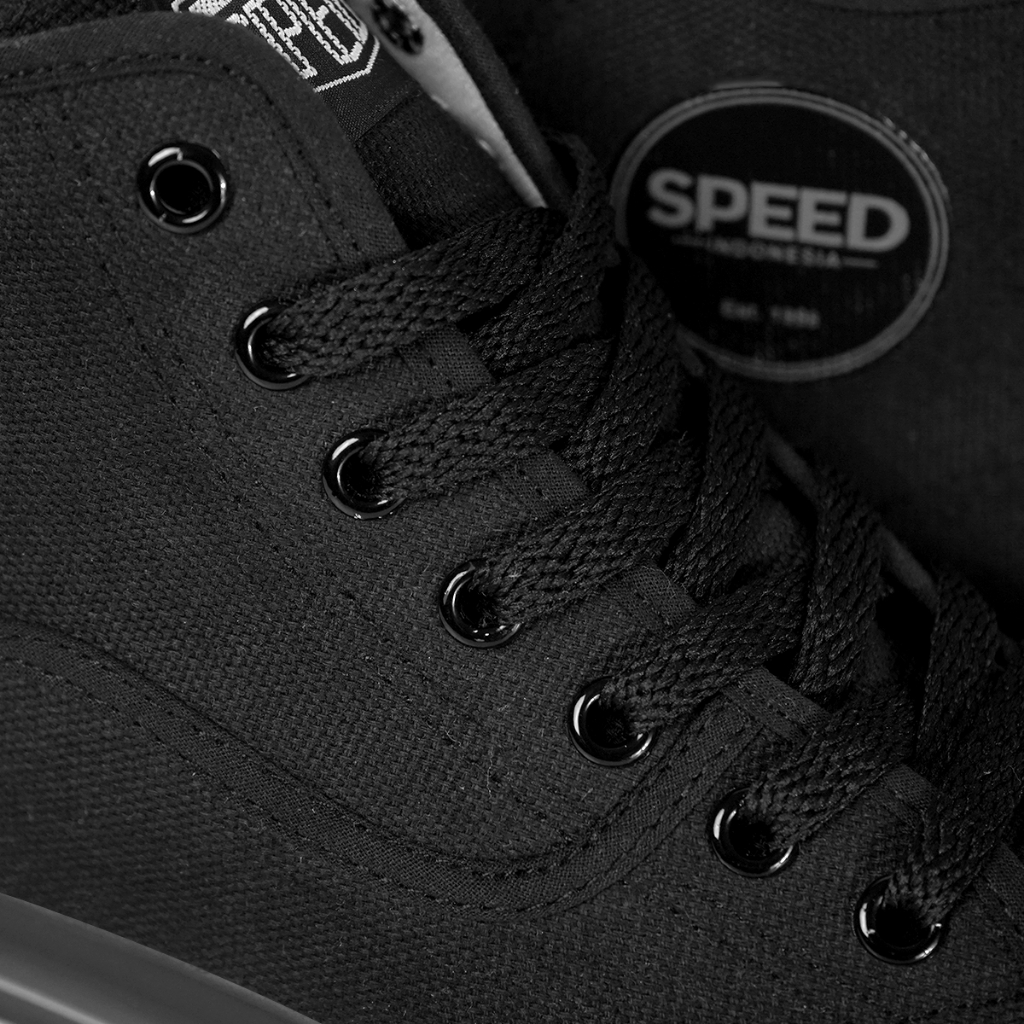 Speed - Retro Hi Hitam Hitam - Sepatu Sneakers Kanvas Anti Slip Pria Wanita - Gambar 3