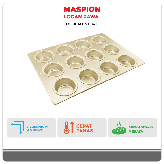 Maspion Cetakan Kue Aluminium Muffin Pan Champagne Gold