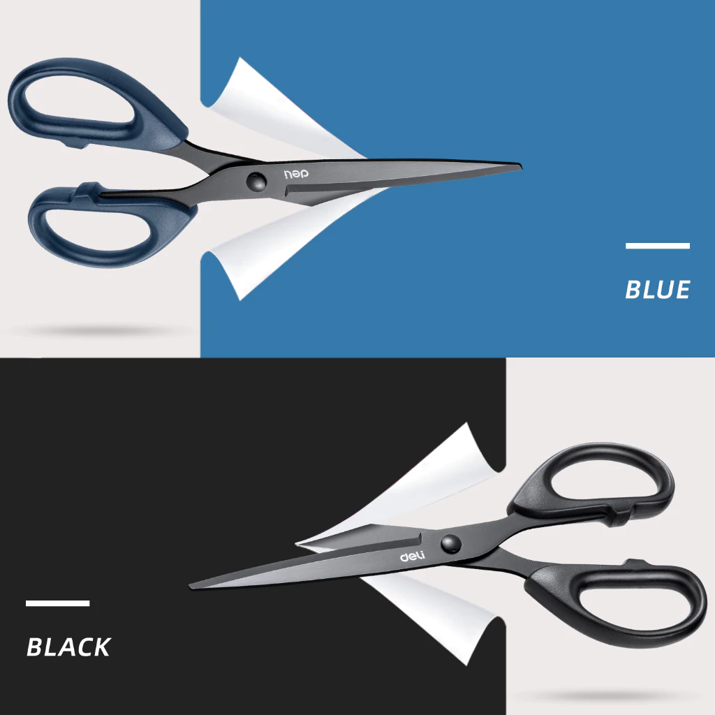 Deli Gunting Teflon / Scissor Anti Karat Nyaman Digenggam 6009-S - Gambar 3