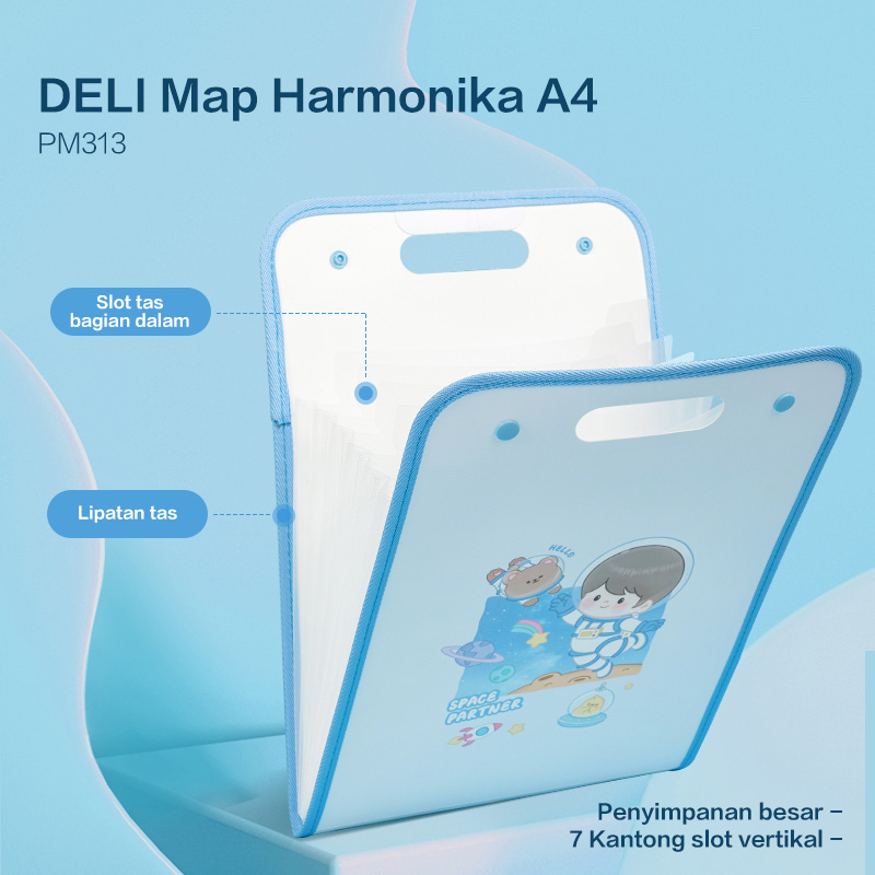 Deli Map Harmonika / Expanding File A4 7 Pembagi Desain Kartun PM313 - Gambar 2