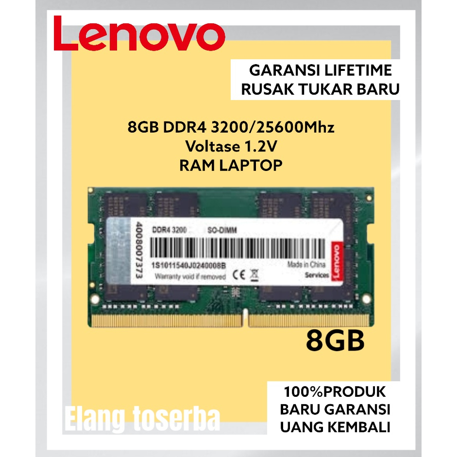 Laptop RAM LENOVO DDR4 8GB 3200mhz 25600 ORI GAMING RAM NB DDR4 8GB ...