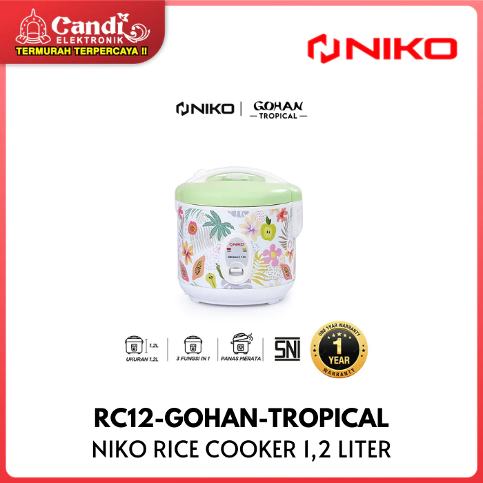 NIKO Rice Cooker Kapasitas 1,2 Liter RC12-GOHAN-TROPICAL