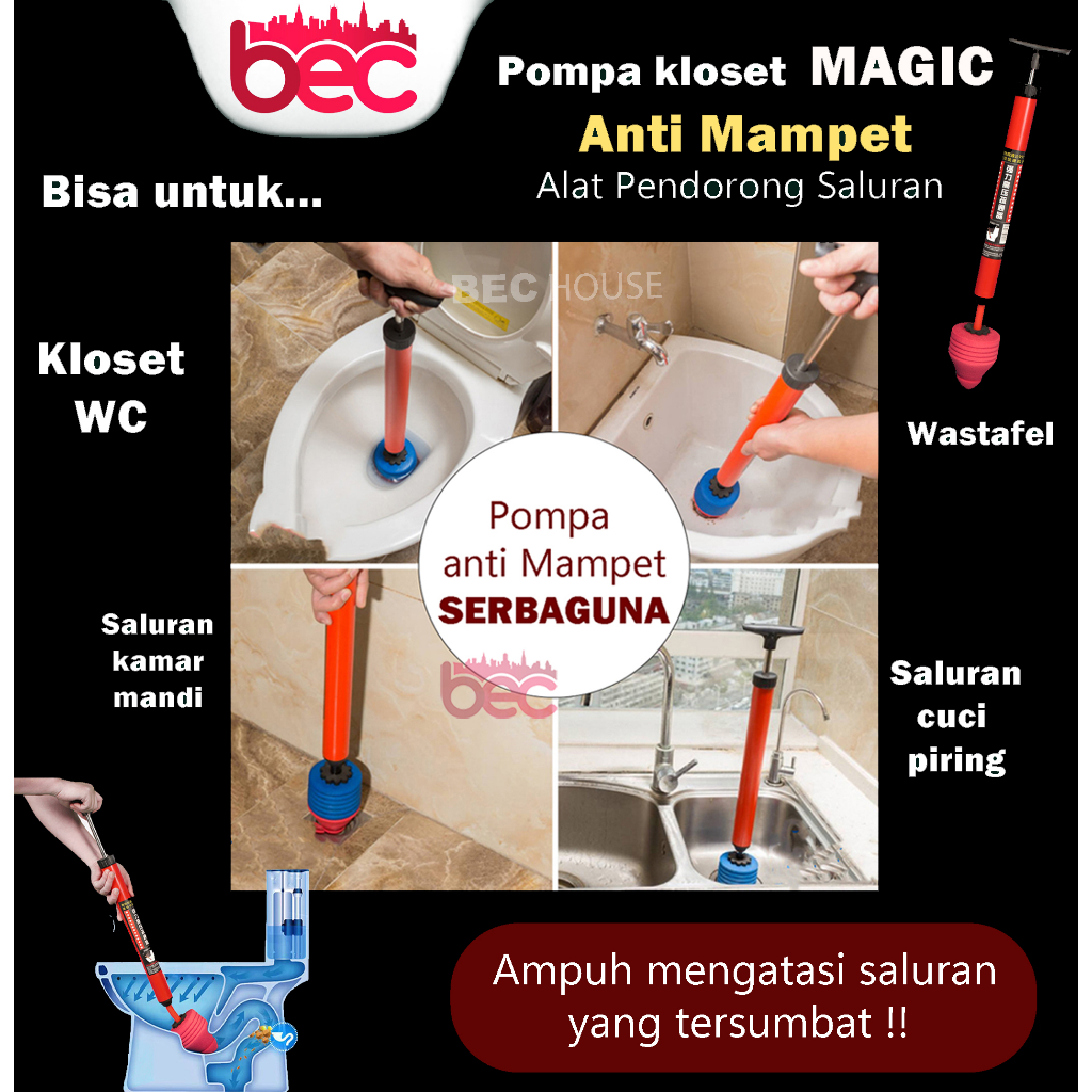 [BEC] Toilet Pump Plunger Clogged WC Pump Suction Drain Buster Air Pump