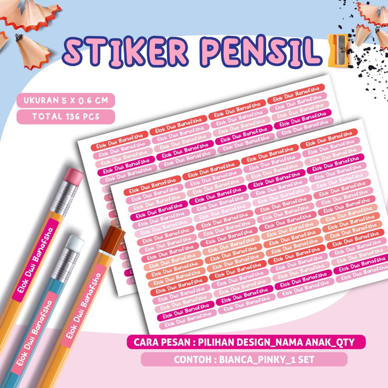 136pcs WATERPROOF Pencil Stickers/Name LABEL Stickers/Name Labels/Name