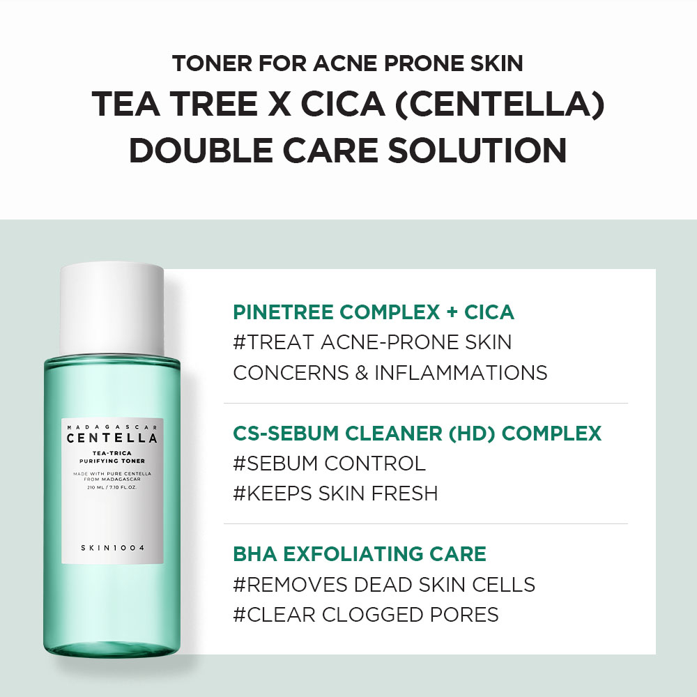 SKIN1004 Acne Control Essentials (Tea-Trica Relief Ampoule 100ml + Purifying Toner 210ml + B5 Cream 75ml + BHA Foam 125ml) - Gambar 4