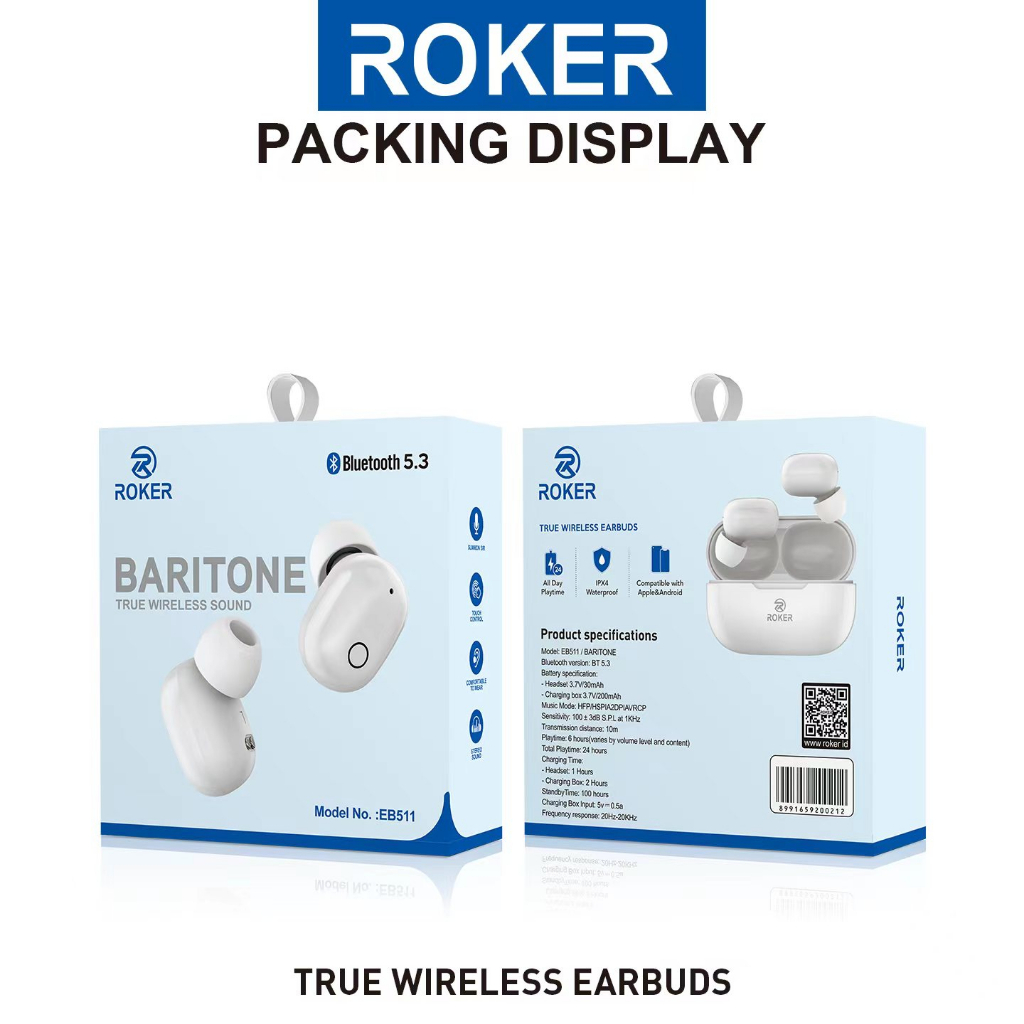 TWS ROKER BARITONE EB511 True Wireless Earphone TWS GATT Bluetooth 5.3 - Gambar 3
