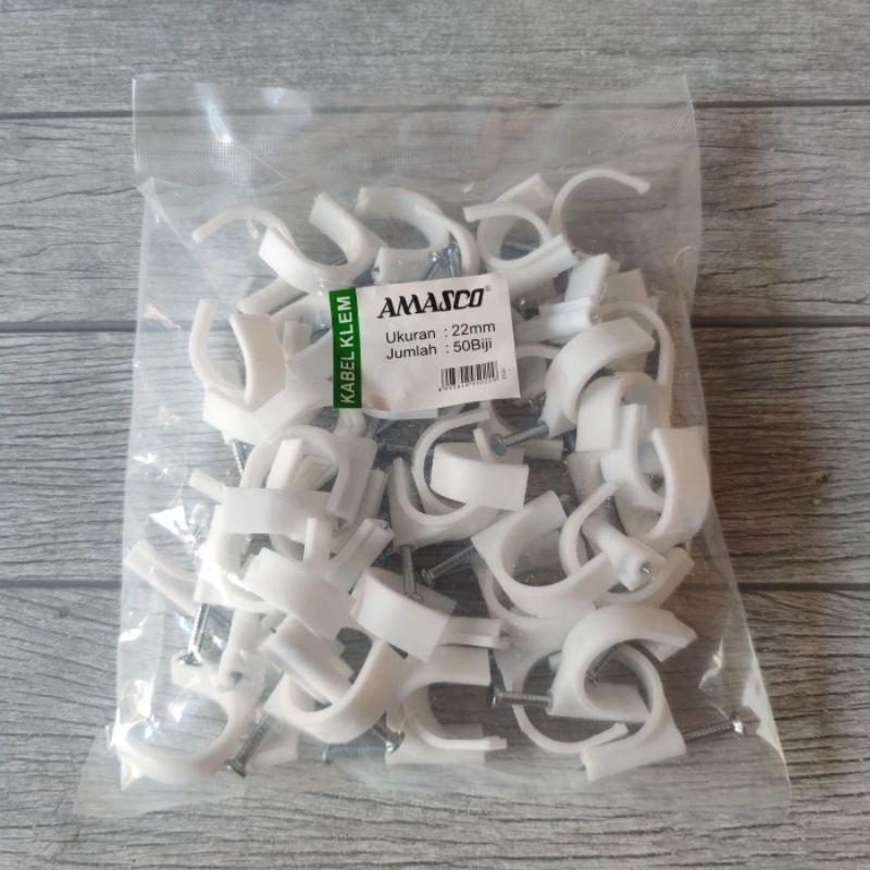 AMASCO CABLE CLAMP 22MM 22 MM CABLE CLIPS CONTENTS 50 CLIPS PER PACK ...