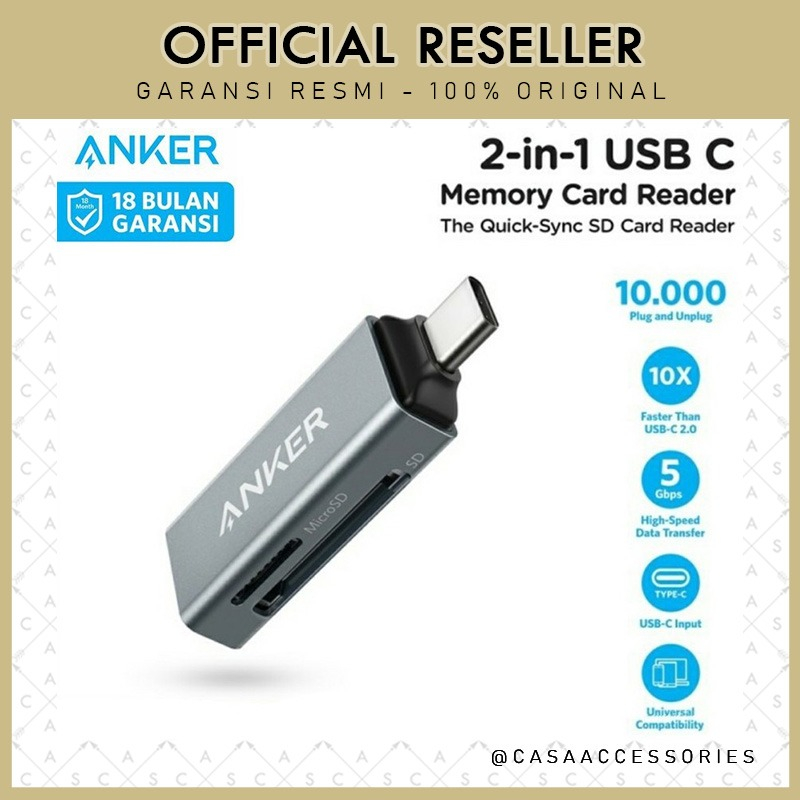 Anker USBC Memory Card Reader 2in1 MicroSD TF SD Card MMC OTG A8370