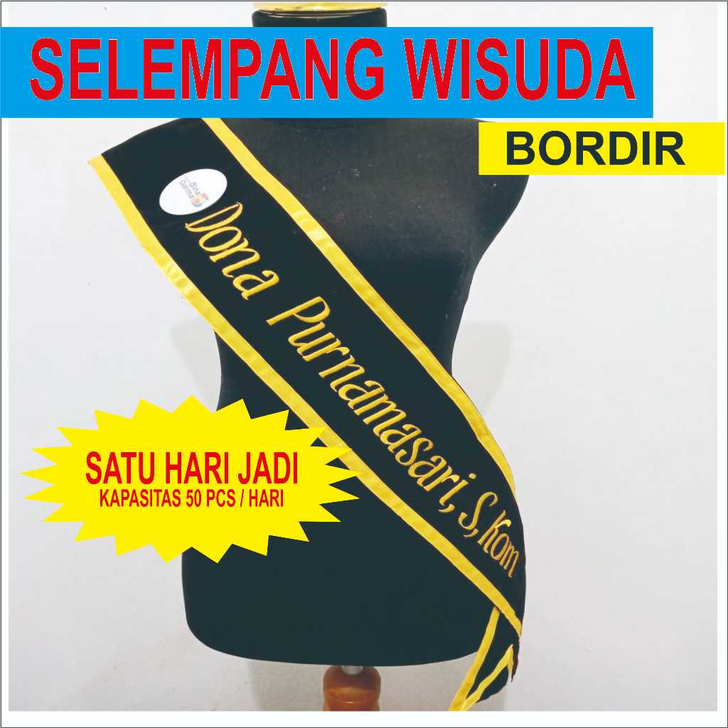 Velvet Embroidered Graduation SASH/Graduation SASH/TAHFIDZ SASH (1St