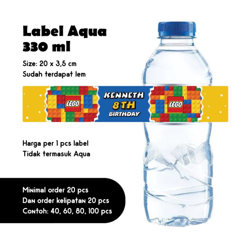 Aqua LABEL 330ML LEGO CUSTOM AQUA BELT LEGO Picture BIRTHDAY Greeting ...