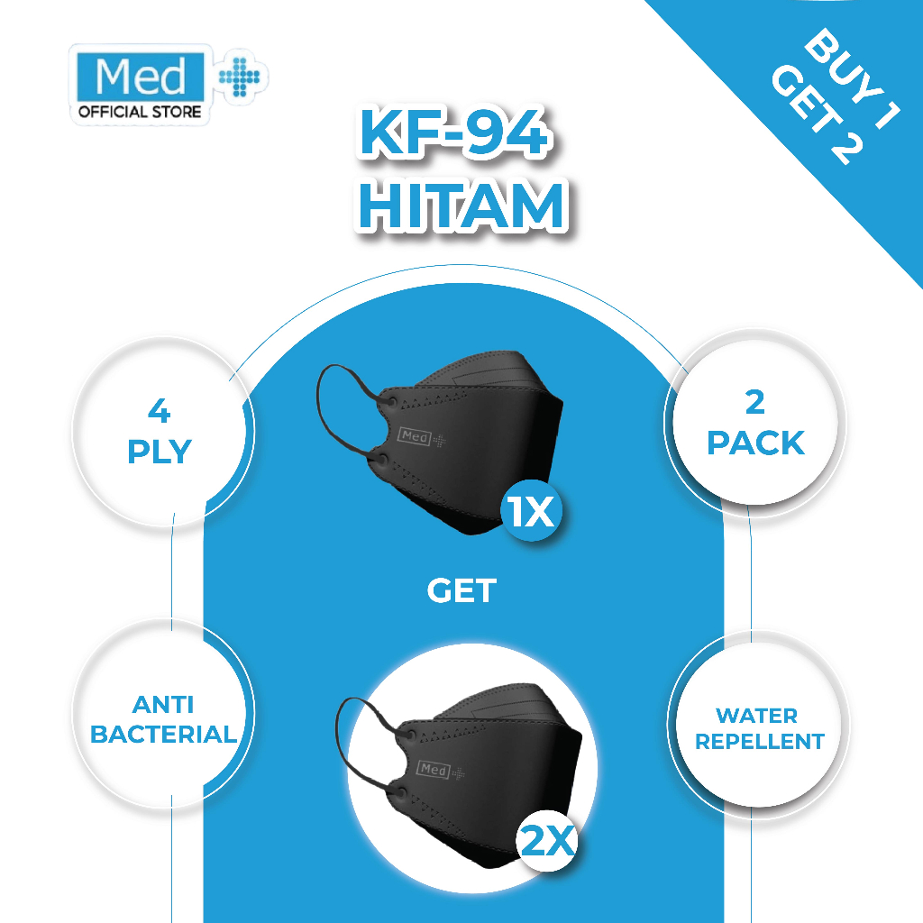 Med+ [ BUY 1 GET 2 ] Masker KF94 50 Pcs/Masker Korea Kemenkes 4Ply Disposable Face Mask - Gambar 4
