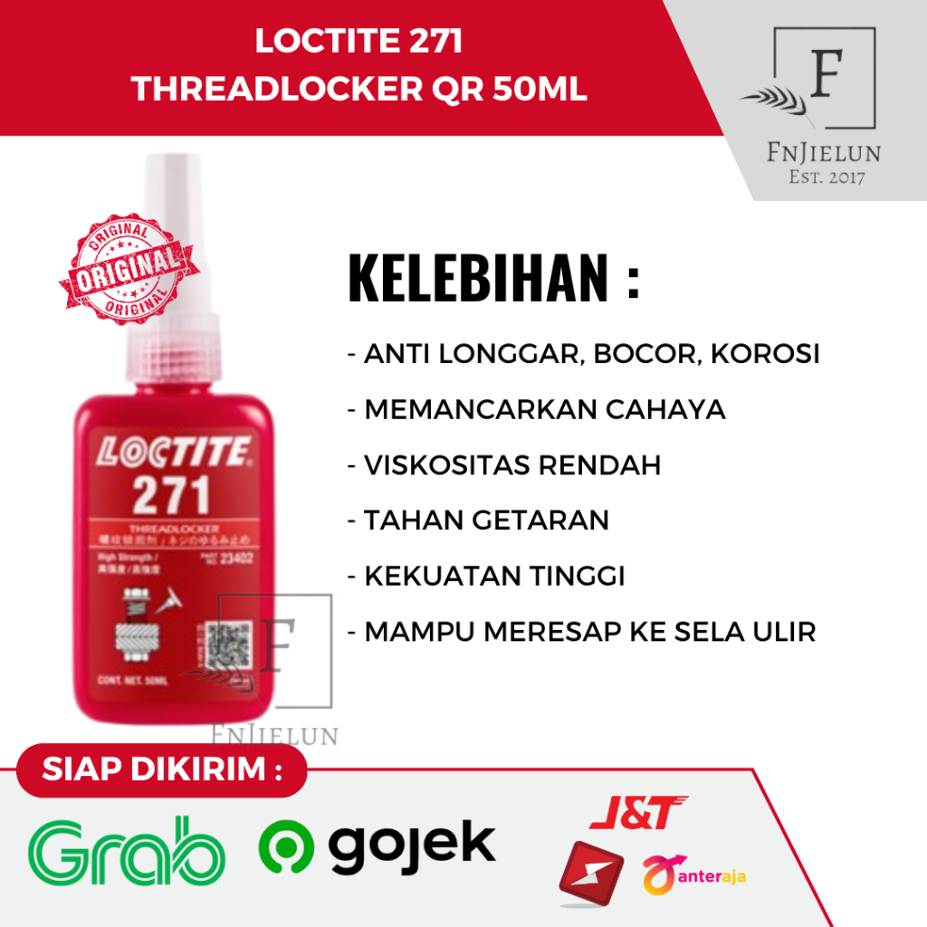 Loctite 271 Glue Bolt Threadlocker High Strength QR 50ml Shopee Singapore