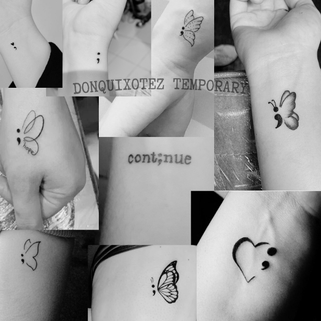 Temporary Tattoo Sticker Semicolon Minimalist Aesthetic Semicolon