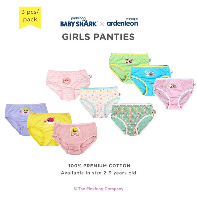 Ardenleon x Pinkfong Baby Shark Girl's Underwear/Girls Panties Shopee