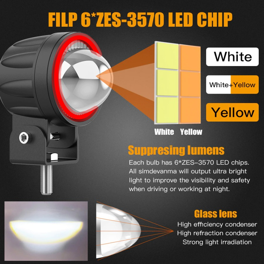 MATA Led Bar DAYMAKER 3-Eyes LED Spotlight CWL Angel Eyes DC 9-80V ...