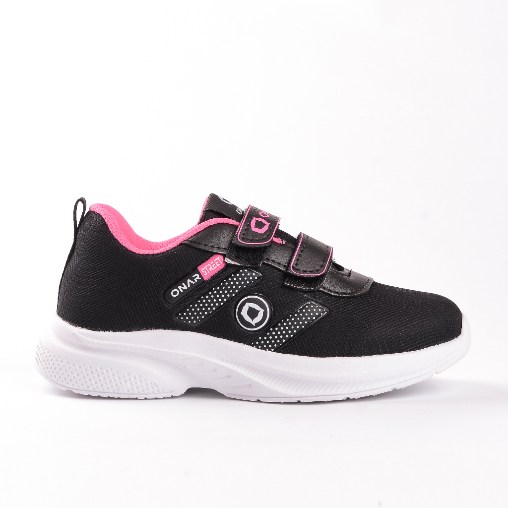Onar Street - Sepatu Sekolah Anak Perempuan Laki Laki Hitam Putih Perekat Kode B-08 - Gambar 3