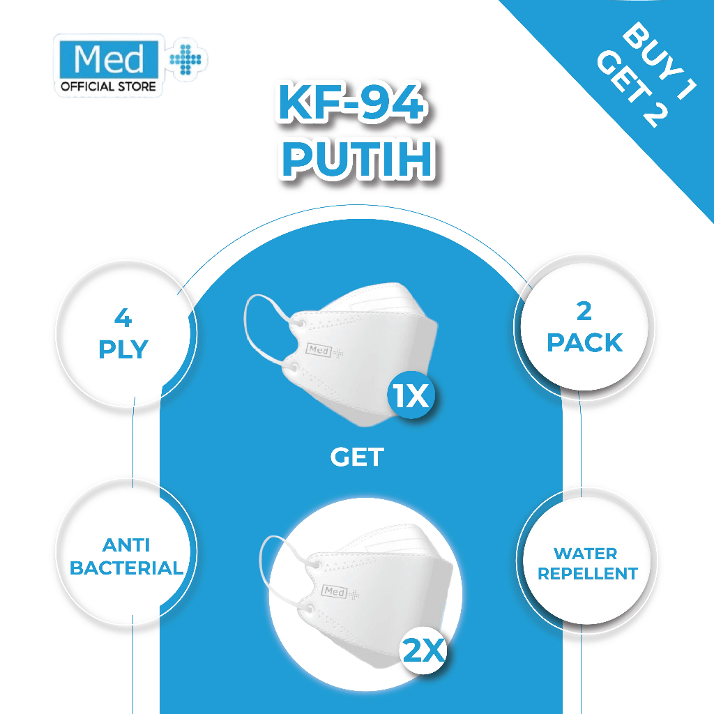 Med+ [ BUY 1 GET 2 ] Masker KF94 50 Pcs/Masker Korea Kemenkes 4Ply Disposable Face Mask - Gambar 3
