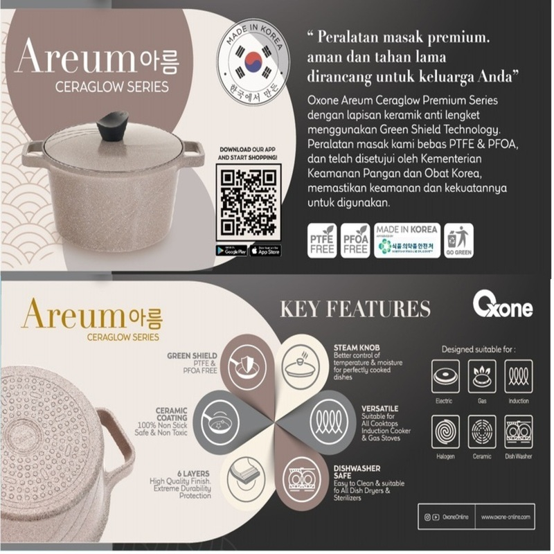 Oxone OX324S Casserole Pot 24 cm Anti Lengket / Areum Collection - Gambar 3