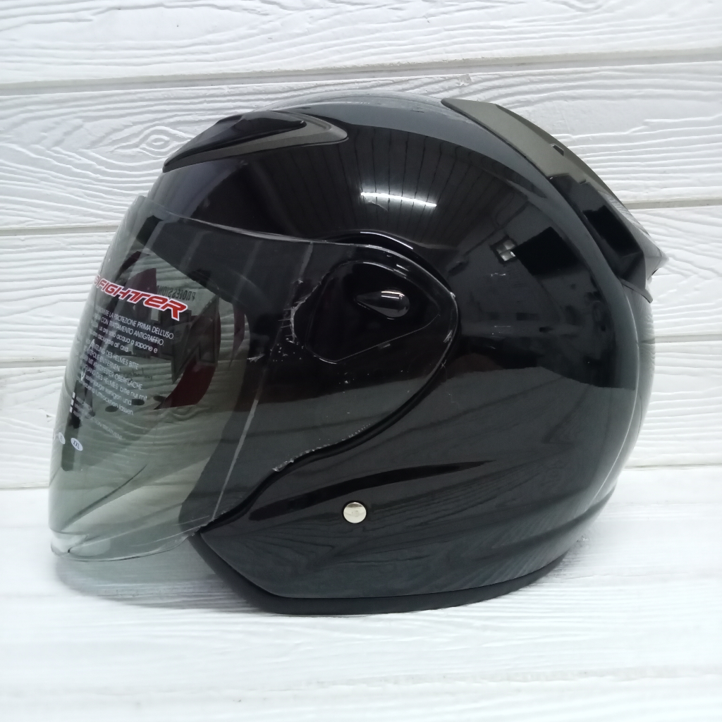 NHK R6 Solid Black Glossy - NHK Half Face Helmet SNI | Shopee Singapore