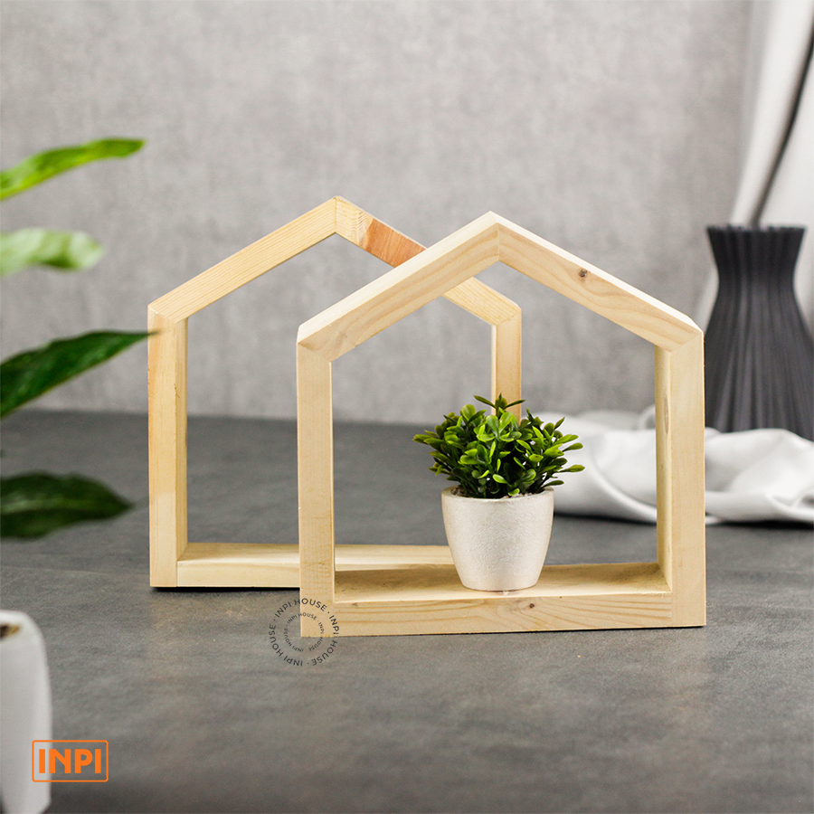 KAYU Inpi HOUSE - Small HOUSE Hanging Wooden Shelf Display (2Pcs ...