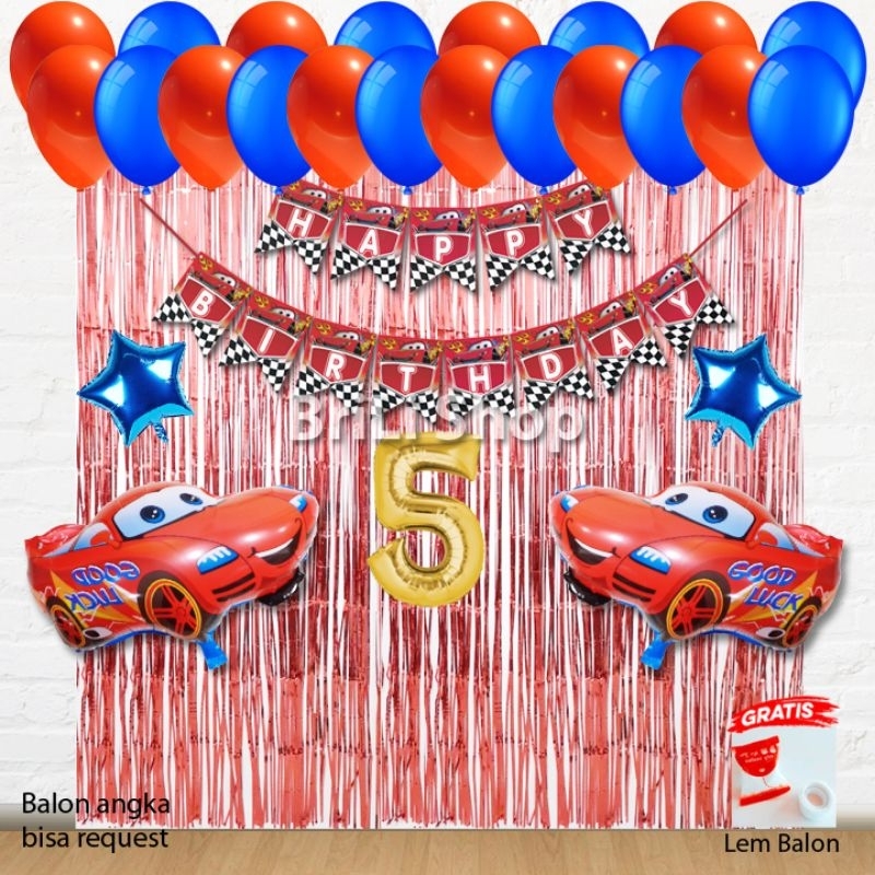 Cars Mcqueen Theme Kids Birthday Decoration Set Package Car Mc Queen Birthday Party Shopee Singapore