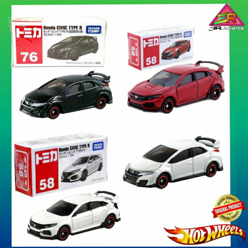 PUTIH MERAH Tomica Tomika 58 Honda Civic Type R White Miniature Honda ...