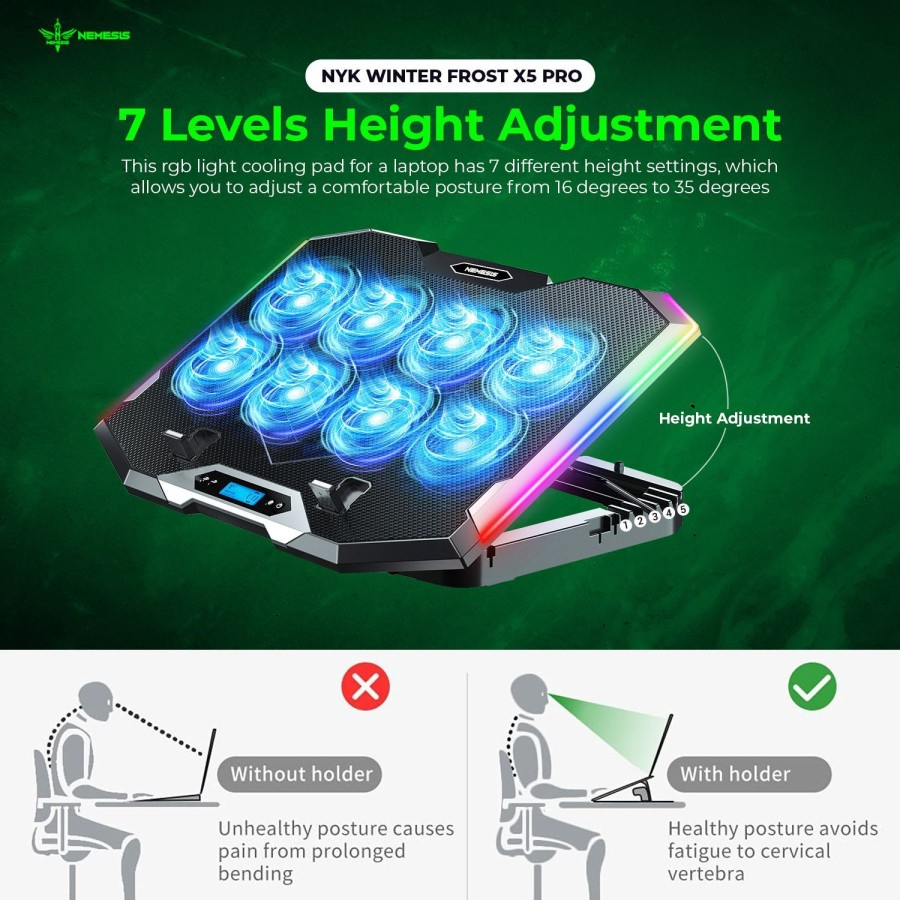 NYK Nemesis X5 Pro Winterfrost Cooling Fan Pad Pendingin Laptop - Gambar 2