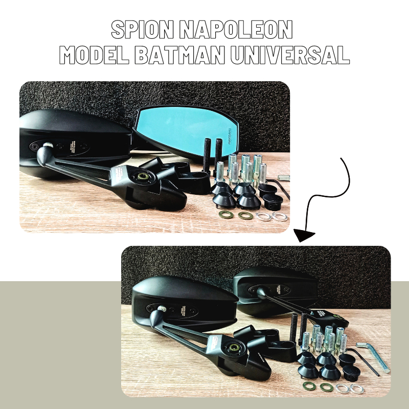 Napoleon mirror, batman rear model, full cnc, plain black, universal ...