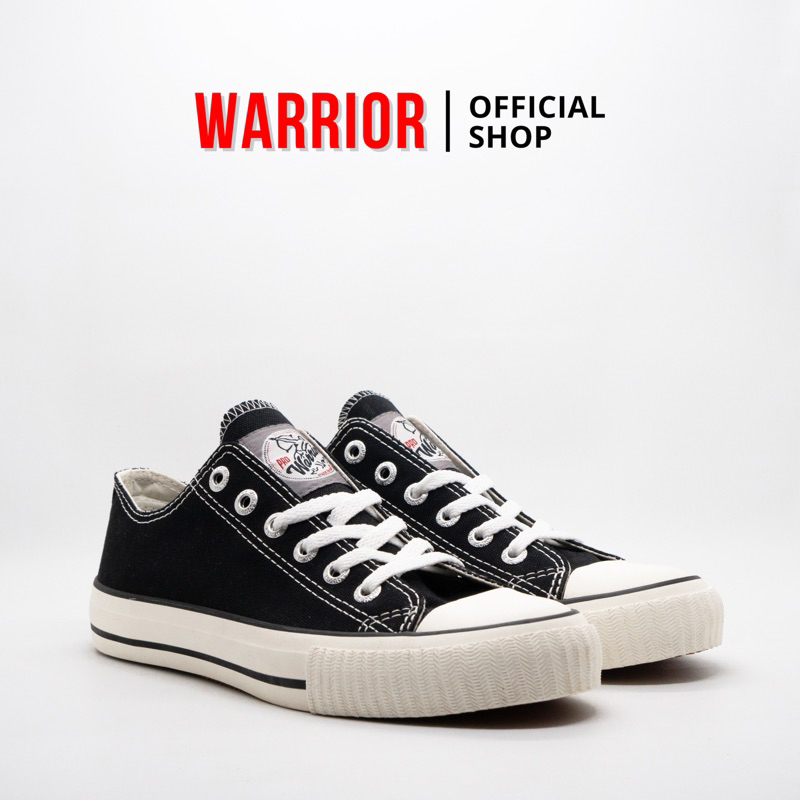 Sepatu Sekolah Warrior Pro Basic Black White LC - Sepatu Sekolah Warior Hitam Putih