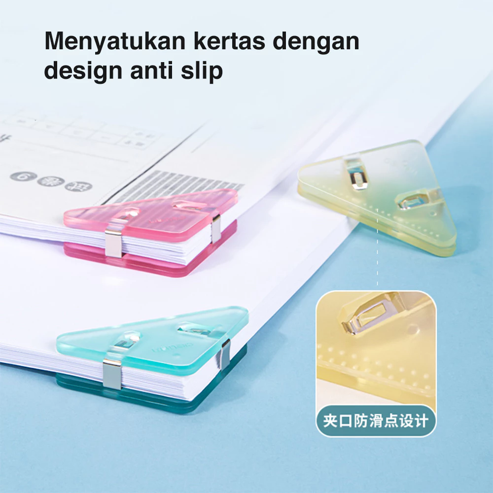 Deli Triangle Clip / Paper Clip / Penjepit Sudut Kertas Kapasitas 40 Lembar A4 QJ8530 - Gambar 4