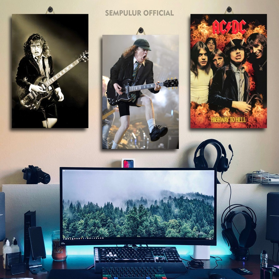 AC DC BAND 20X30 ROOM POSTER | BON SCOTT BAND AC DC WOODEN POSTER ...