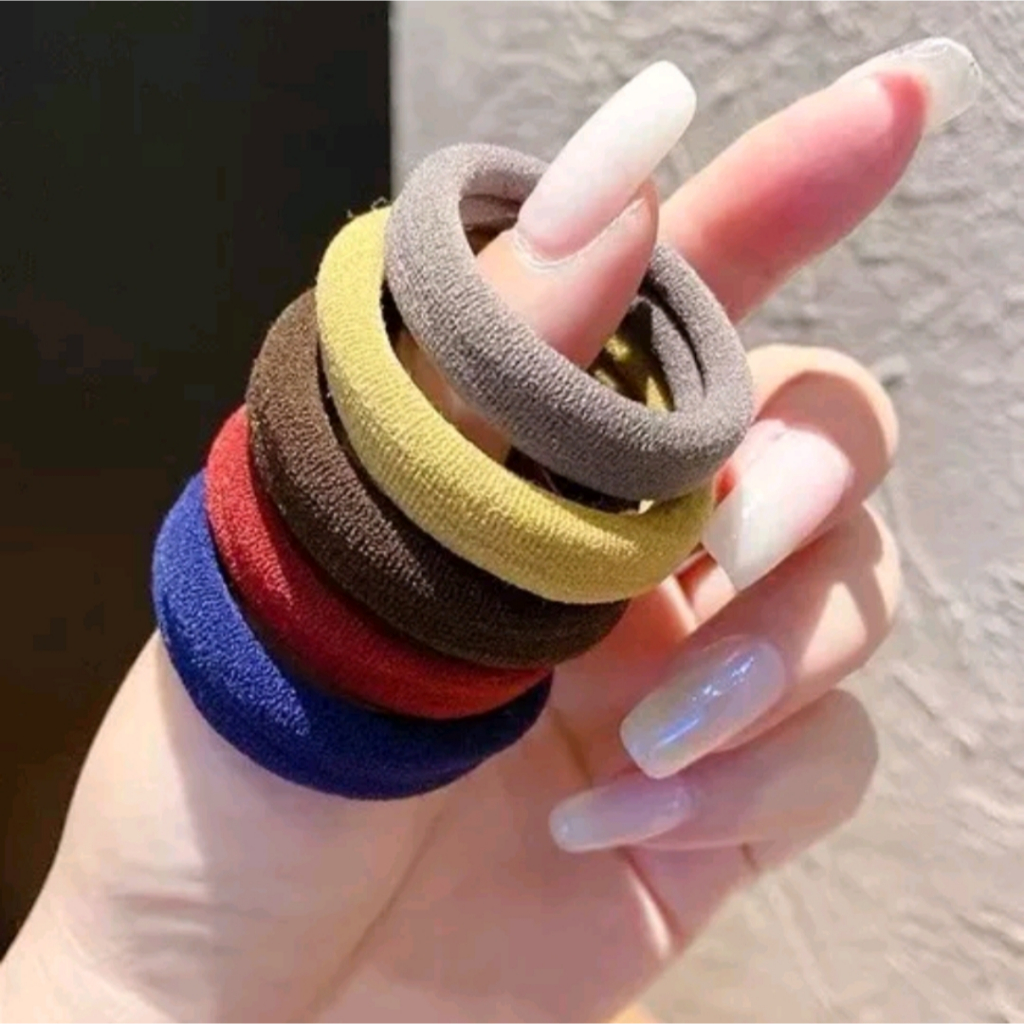 1PCS Ikat Rambut Wanita Besar Donat Bundar Kunciran Gelang Karet Warna Polos Towel Ring Model Korea A062 - Gambar 4