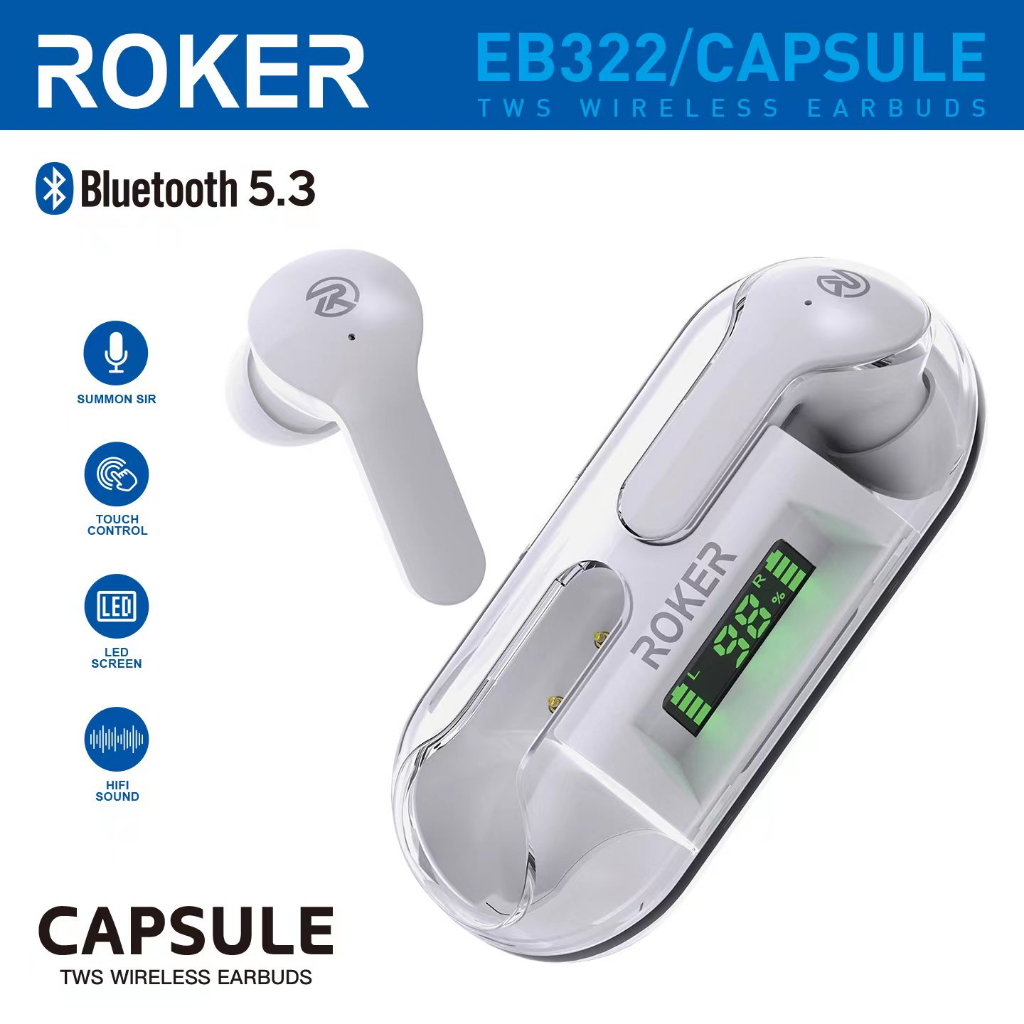 TWS ROKER CAPSULE EB322 IN EAR BASS LED - Gambar 2