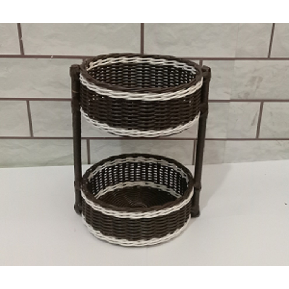 Cuci GUDANG Severe Plastic Rattan Basket Stacking Rack 2-tier Kitchen ...