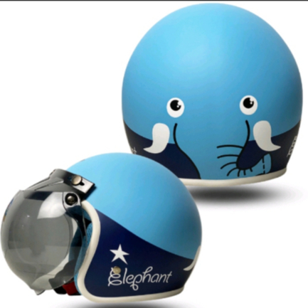 Helm Bogo anak ANT mini Posh Elephant Blue + kaca(SNI)(3-6 thn)