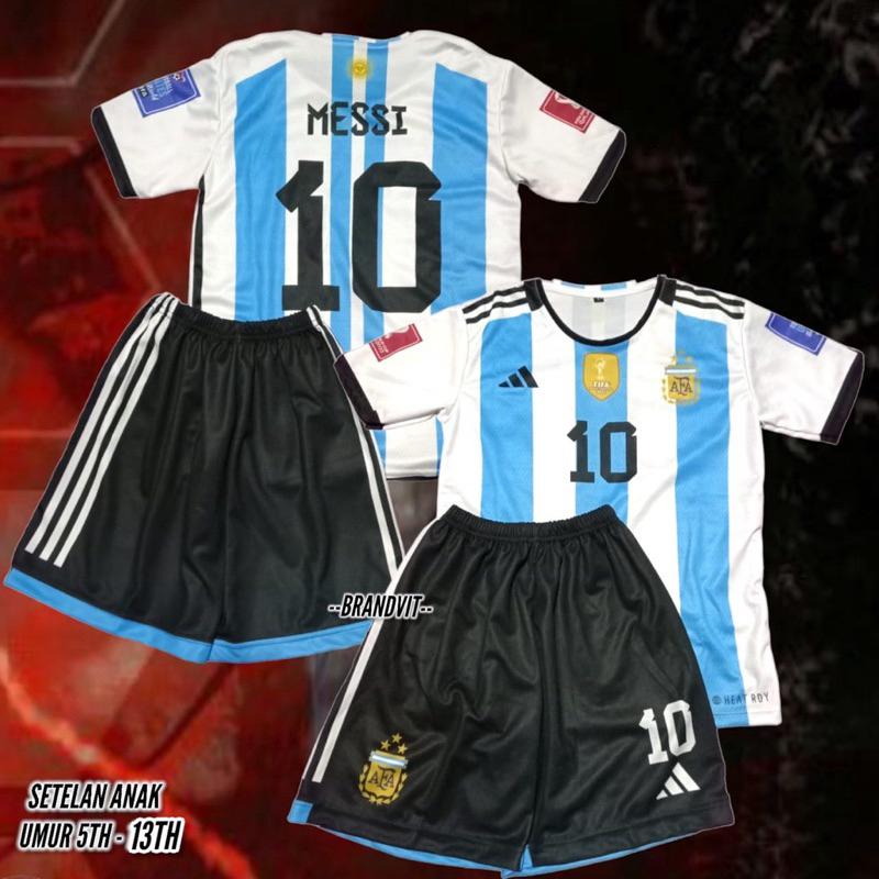 Children's ARGENTINA JERSEY MESSI World Cup Ball Suit Down Price Shopee Singapore
