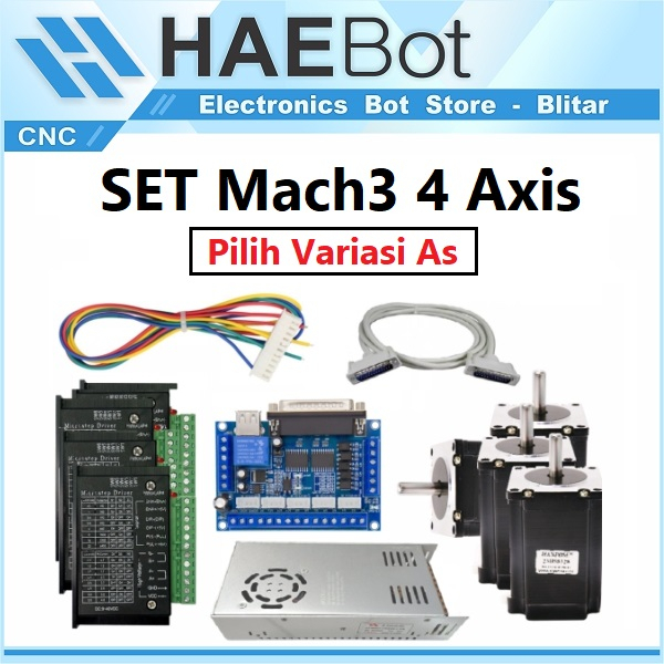 MESIN [HAEBOT] CNC Package 4 Mach3 Breakout Parallel TB6600 Nema 23 2 ...