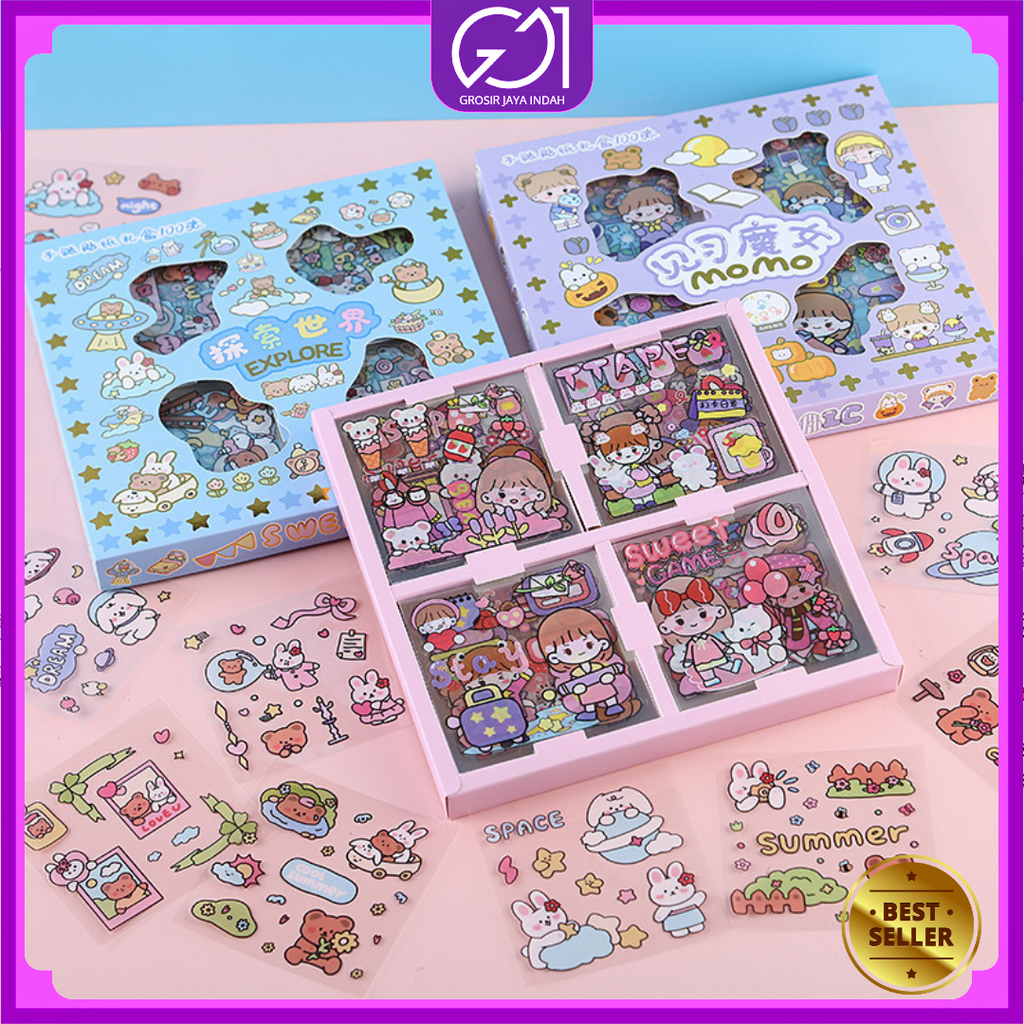 Momo Sticker Contains 100 Sheets/Cute Korean Cartoon Motif Sticker ...