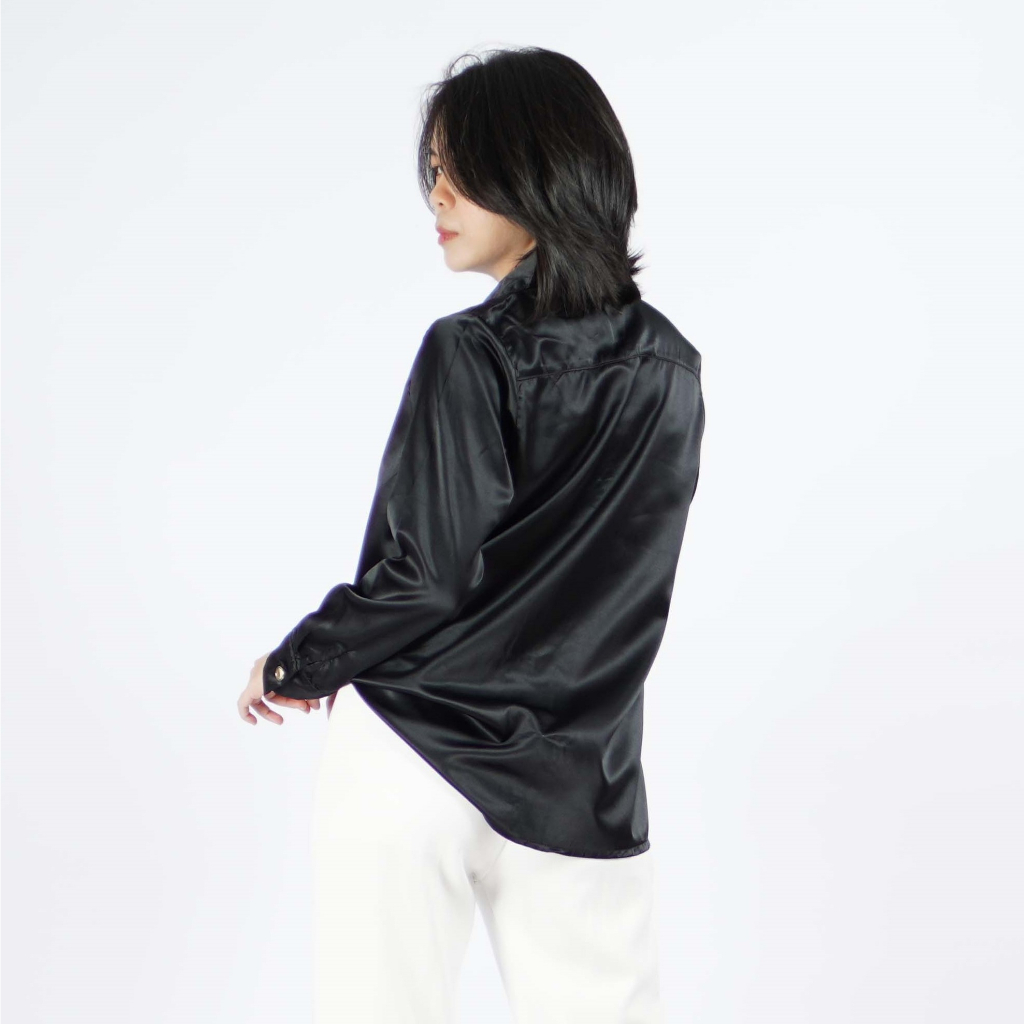 Okechuku TOP SATIN VICTORIA Kemeja Wanita Baju Wanita Korean Style - Gambar 3