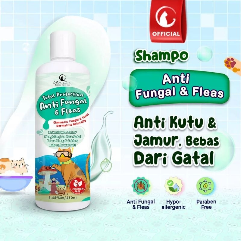 SAMPO Olive Care ANTI FUNGAL Cat Shampoo & FLEAS Cat Flea Mushroom