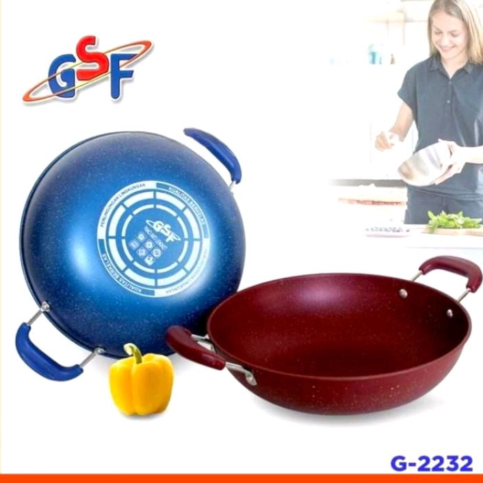 Color MARBLE WOK 34cm GSF G-2234 / COOKING WOK / FRYING WOKEN | Shopee ...
