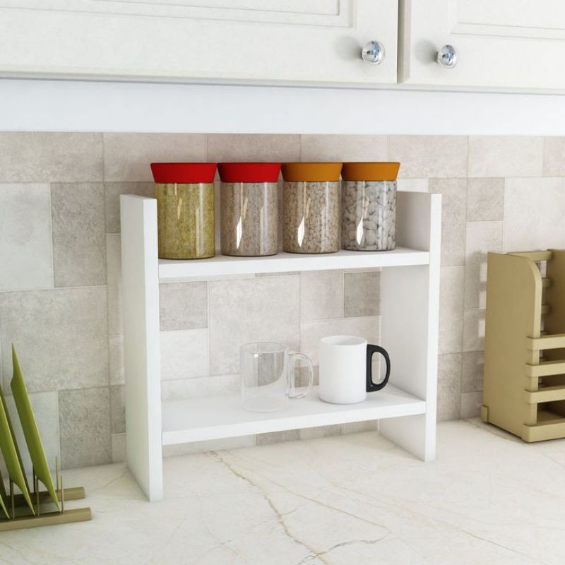 KAYU PUTIH White Aesthetic Spice Rack Wooden Multi-Purpose Glass Rack ...