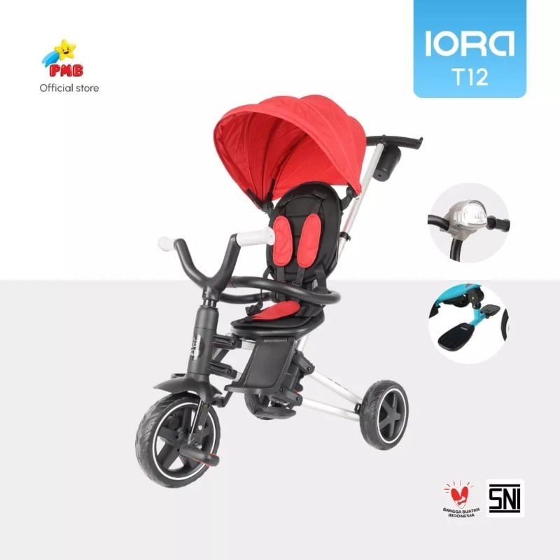 Sepeda roda tiga anak bisa di lipat stroller bmx IORA T12 portable