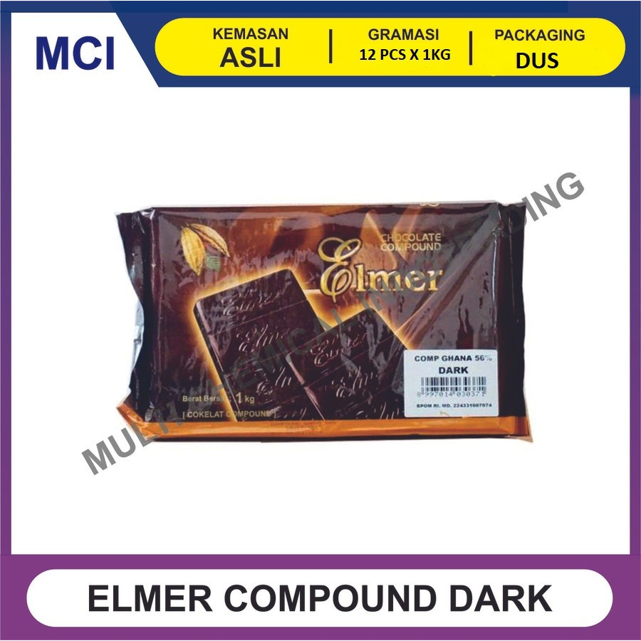 Elmer CHOCOLATE Bar CHOCOLATE COMPOUND 1kg CLASSIC DARK - 1 Box 12pcs ...